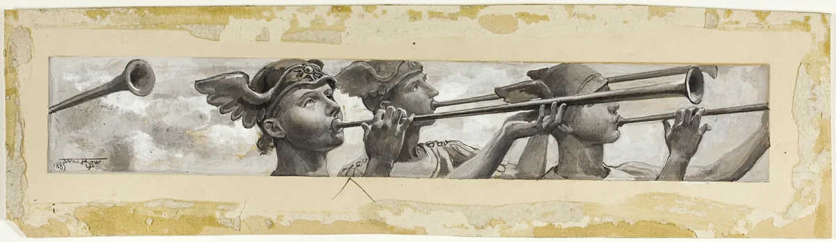 Deafening the Swallows' Twitter, Came a Thrill of Trumpets by Will Hicock Low, drawing, 1885