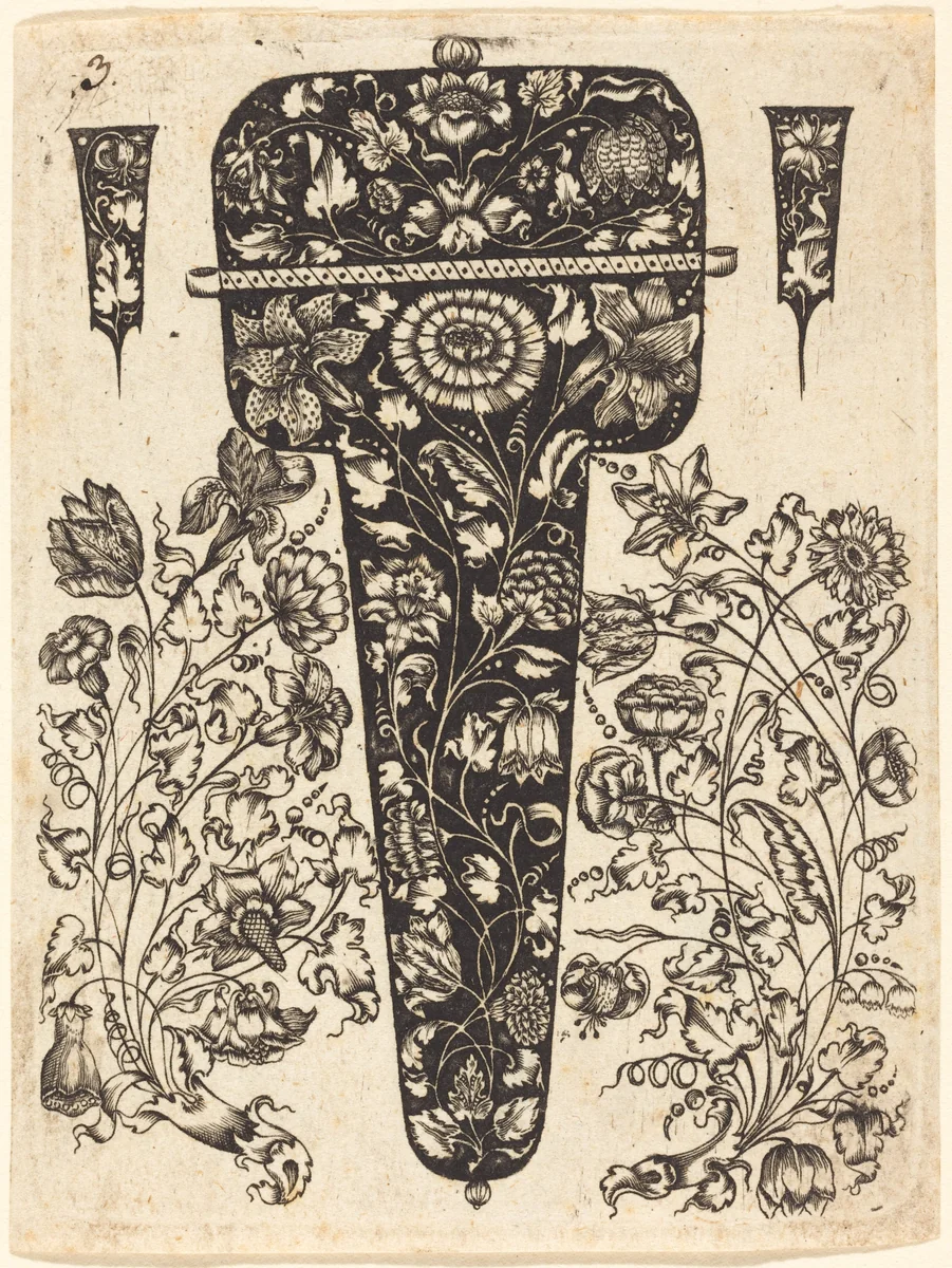 Pendant Embellished with Flowers by Johannes Hanias, print, 1650
