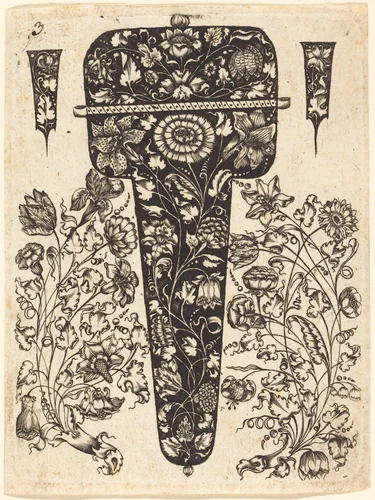 Pendant Embellished with Flowers by Johannes Hanias, print, 1650