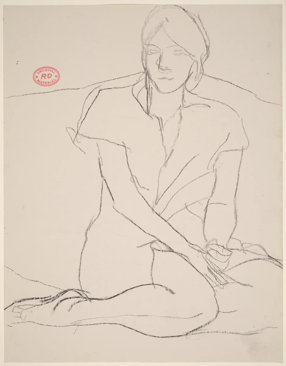 Untitled [woman seated with her legs tucked under her] by Richard Diebenkorn, drawing, 1955-1967