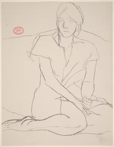 Untitled [woman seated with her legs tucked under her] by Richard Diebenkorn, drawing, 1955-1967
