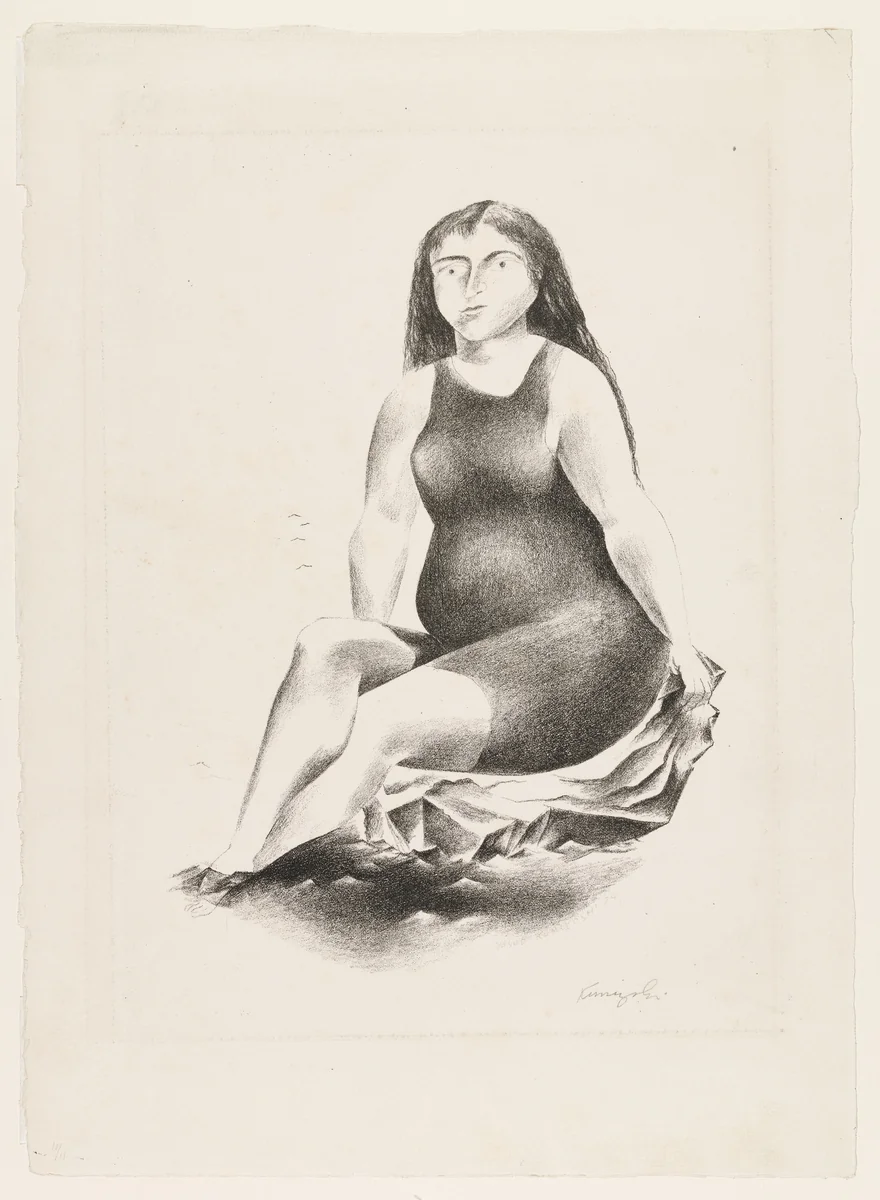 Bather on a Rock - (Island of Happiness) by Yasuo Kuniyoshi, print, 1924