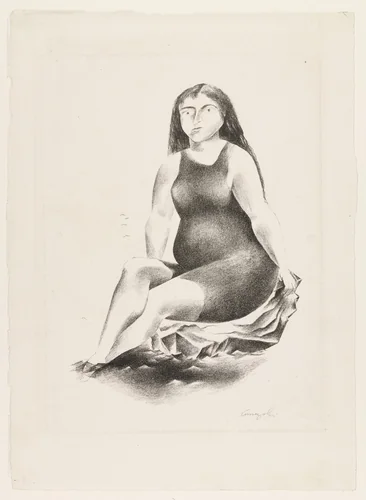 Bather on a Rock - (Island of Happiness) by Yasuo Kuniyoshi, print, 1924