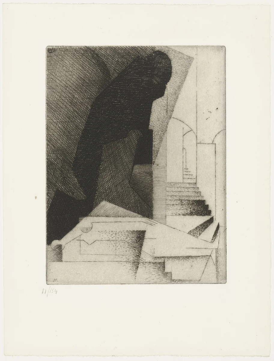 Tomb of Aurélia (Tombeau d' Aurélia) from Ten Etchings for Aurélia (10 Eaux-fortes pour Aurélia) by Gérard de Nerval by Louis Marcoussis, print, 1931