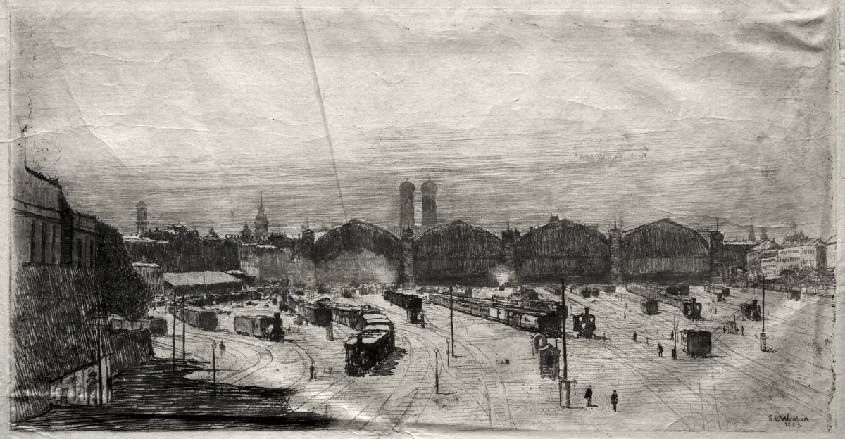 Railroad Station by Sion Longley Wenban, print, 1883