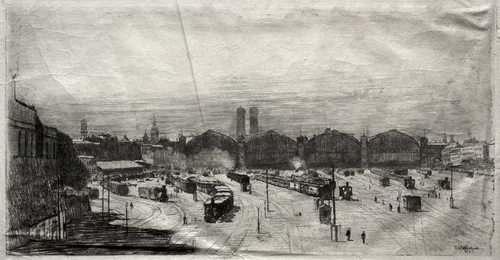 Railroad Station by Sion Longley Wenban, print, 1883