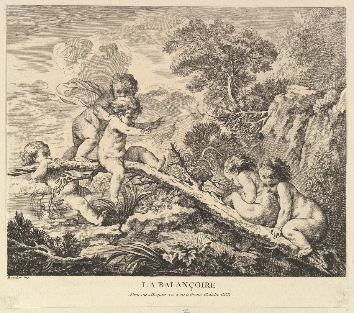 The Seesaw by Pierre Alexandre Aveline, print, 1733-1743