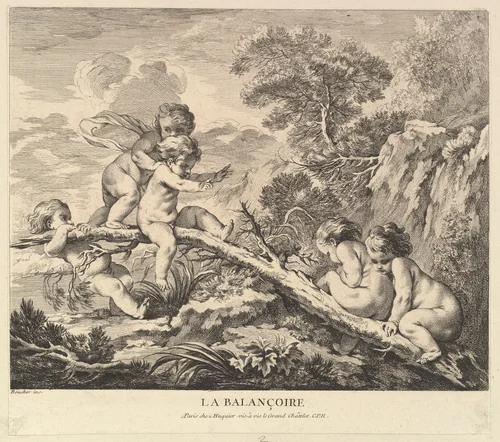 The Seesaw by Pierre Alexandre Aveline, print, 1733-1743