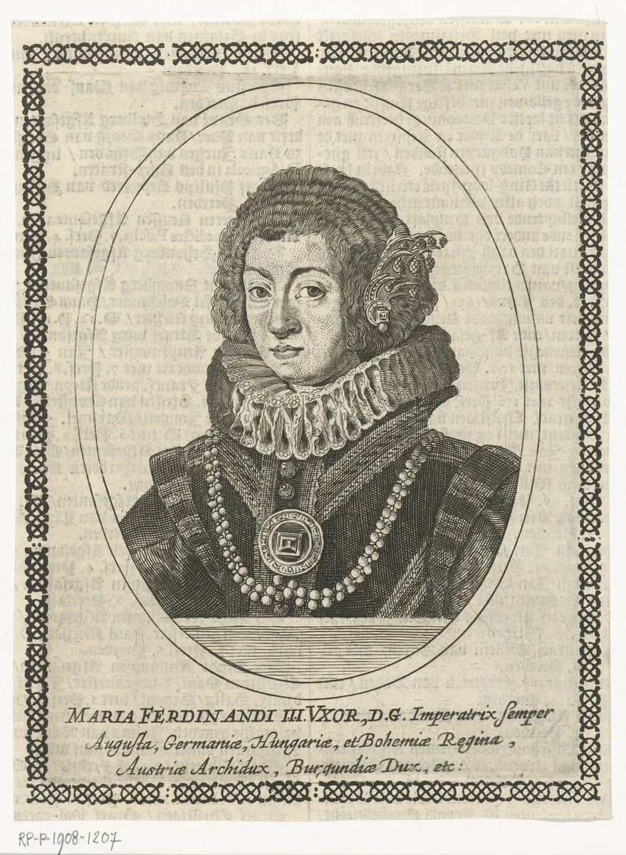 Portret van Maria Anna van Spanje by Cornelis Danckerts, print, 1613-1656