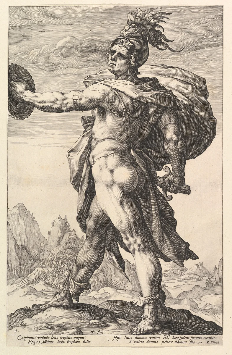 Calphurnius, from "The Roman Heroes" by Hendrick Goltzius, print, 1586