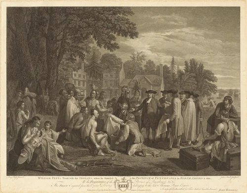 William Penn's Treaty with the Indians by John Hall; Benjamin West, print, 1775