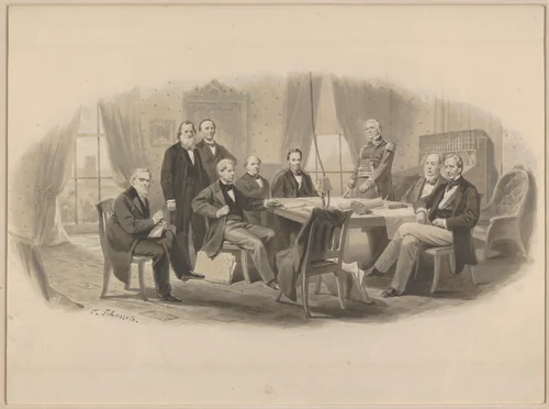 President Lincoln and His Cabinet by Christian Schussele, drawing, 1856-1866