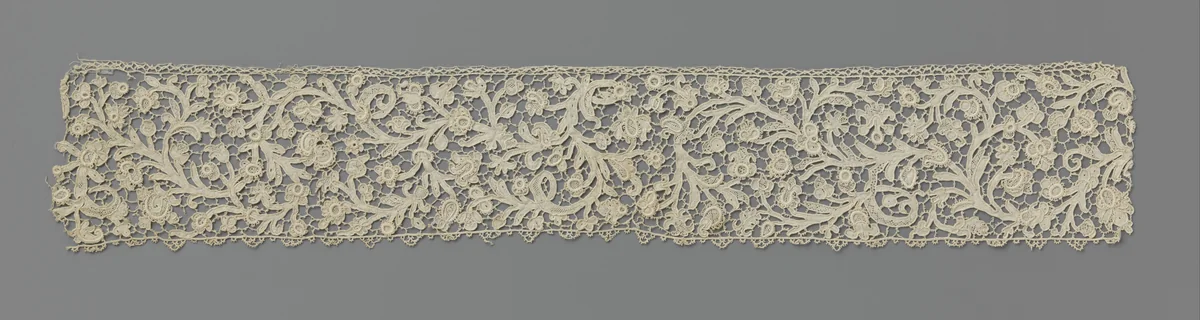 Strook naaldkant met gepluimde ranken by anonymous, other, 1875-1895