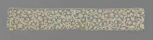 Strook naaldkant met gepluimde ranken by anonymous, other, 1875-1895