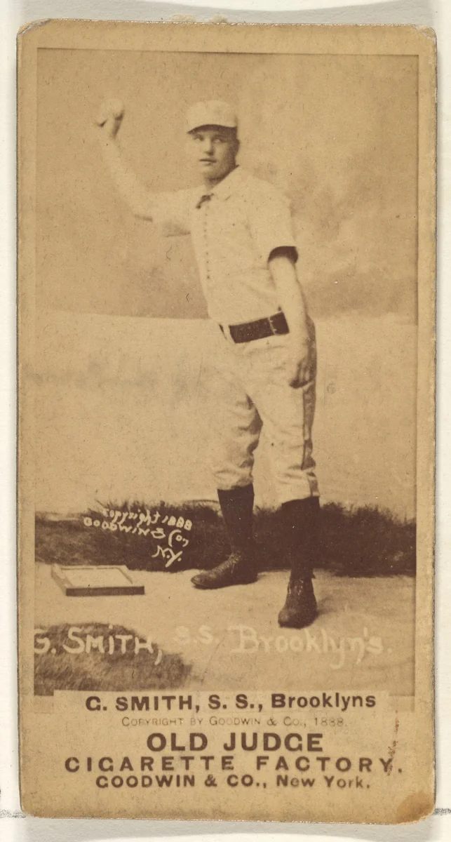 G. Smith, Shortstop, Brooklyn Bridegrooms, from the Old Judge series (N172) for Old Judge Cigarettes by Goodwin & Company, photograph, 1888