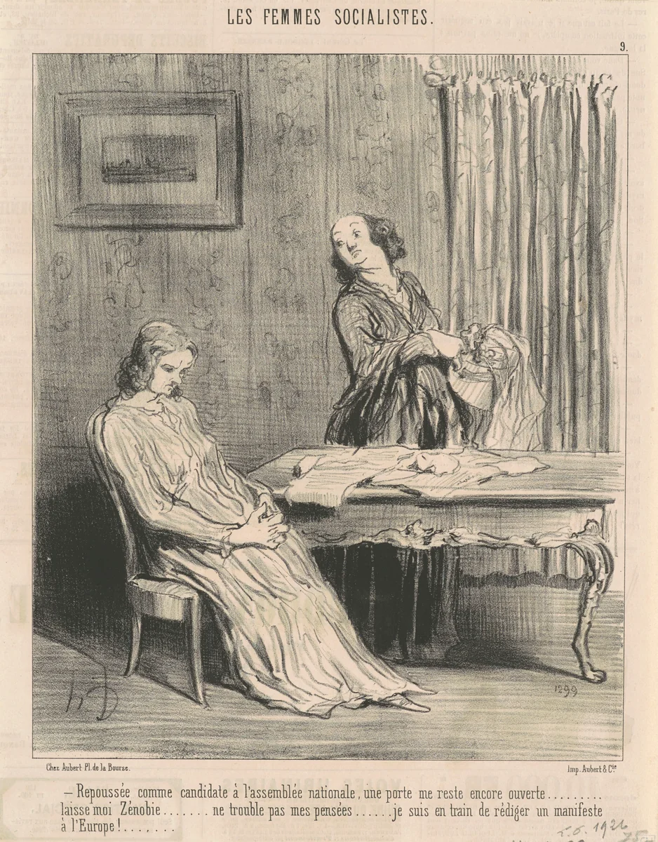 Repoussée ... une porte me reste ouverte ... by Honoré Daumier, print, 1849