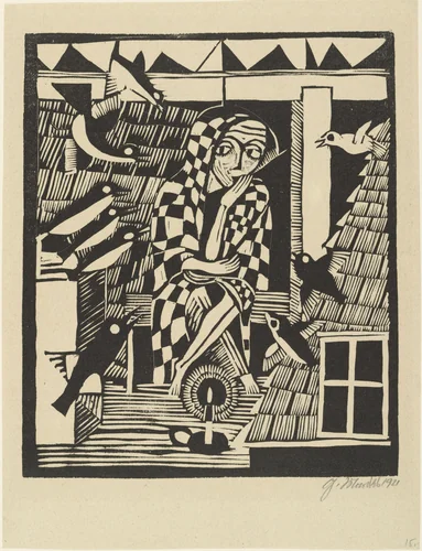 The Owl (Die Eule) from the portfolio New European Graphics, 1st Portfolio: Masters of the State Bauhaus, Weimar, 1921 (Neue europäische Graphik, 1. Mappe: Meister des Staatlichen Bauhauses in Weimar, 1921) by Gerhard Marcks, print, 1921