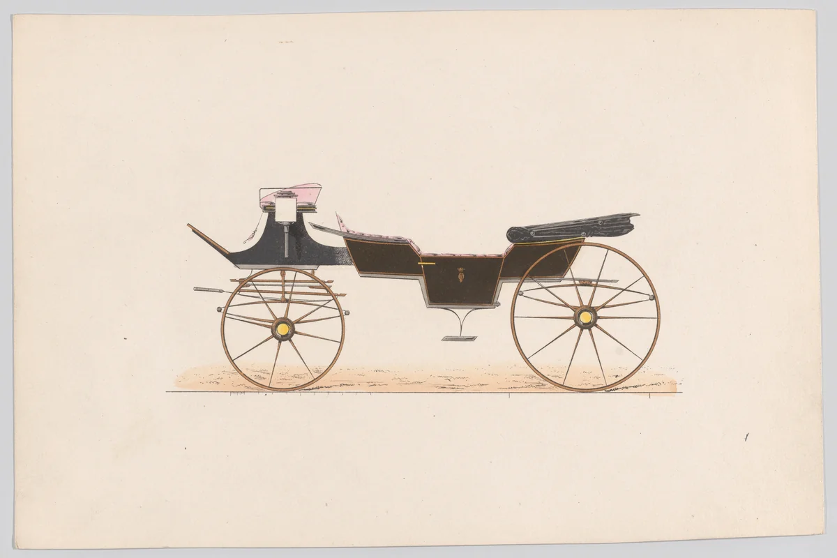 Design for Vis-A-Vis Carriage by anonymous, print, 1875-1885
