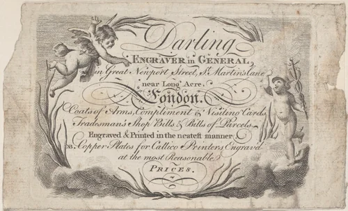 Trade Card for William Darling, Engraver by anonymous, print, 1700-1800
