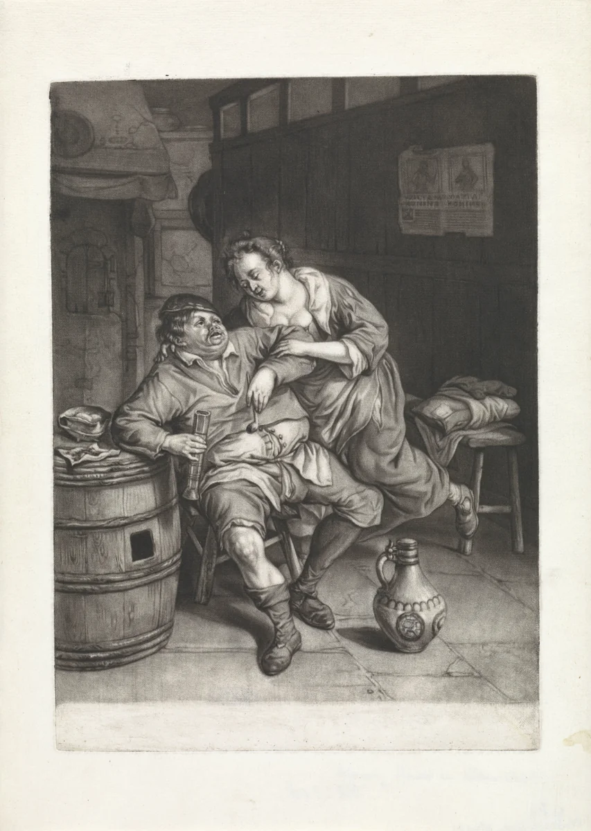 Boer en een vrouw by Jacob Gole, print, 1670-1724