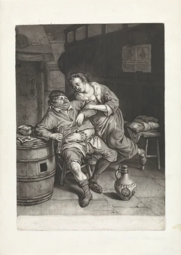 Boer en een vrouw by Jacob Gole, print, 1670-1724