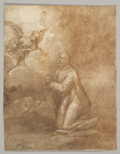 Christ on the Mount of Olives (recto); Study of a Cypress (verso) by Alonso Cano, drawing, 1640-1650