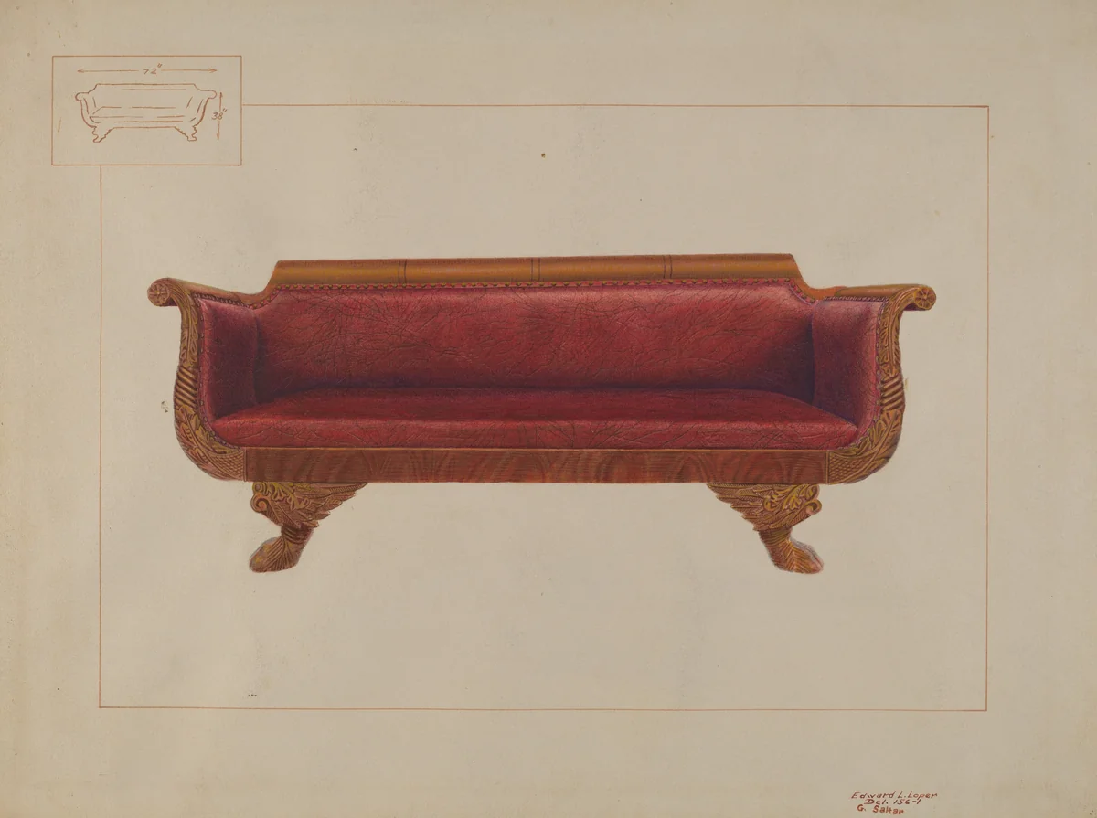 Sofa by Edward Loper, index of american design, 1937