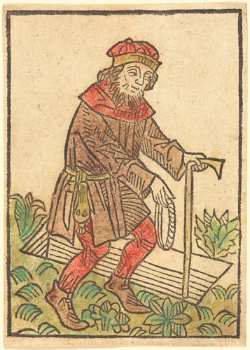 Man Walking Towards a Grave by German 15th Century, print, 1495