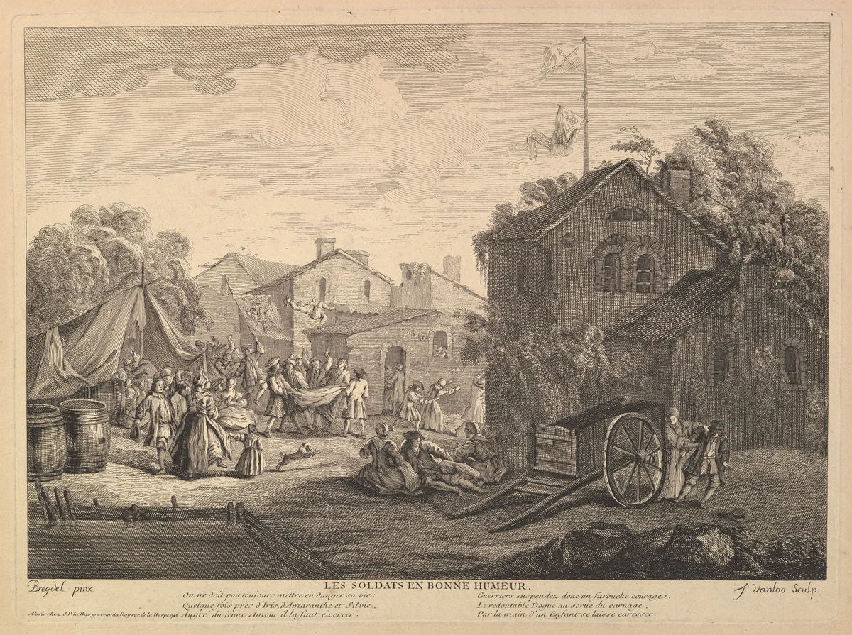 Soldiers in a Good Mood (Les Soldats en Bonne Humeur) by Carel Breydel, print, 1746