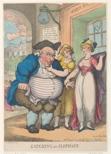 Catching an Elephant by Thomas Rowlandson, print, 1812