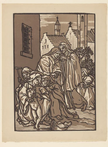 Treurende oude vrouwen by Émile Bernard, print, 1918