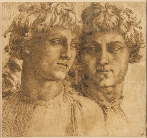 Two Studies of the Head of a Youth by Baccio Bandinelli, drawing, 1545-1555