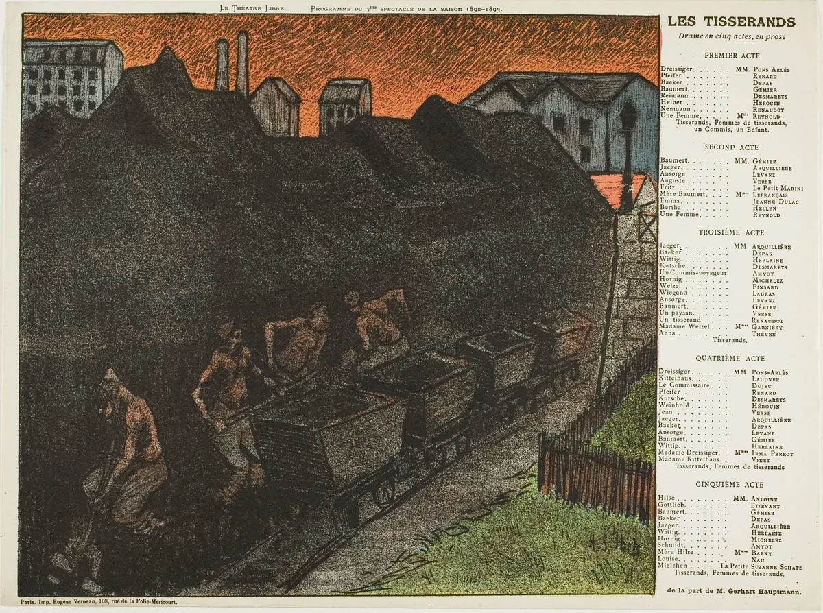 Seventh Performance: Les Tisserands, for Le Théatre Libre by Henri Gabriel Ibels, print, 1892-1893