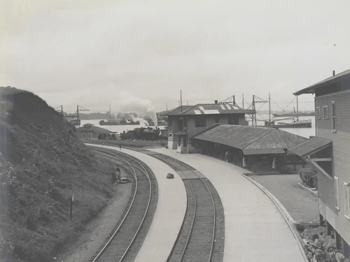 Gatun Depot from the bridge. Lake in the distance by Unidentified Photographer, photograph, 1915