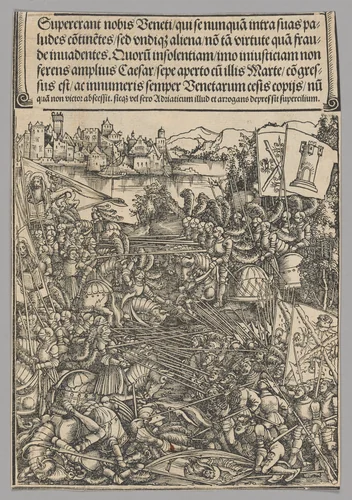 War with Venice, plate 21 from Historical Scenes from the Life of Emperor Maximilian I from the Triumphal Arch by Hans Springinklee, print, 1515-1517