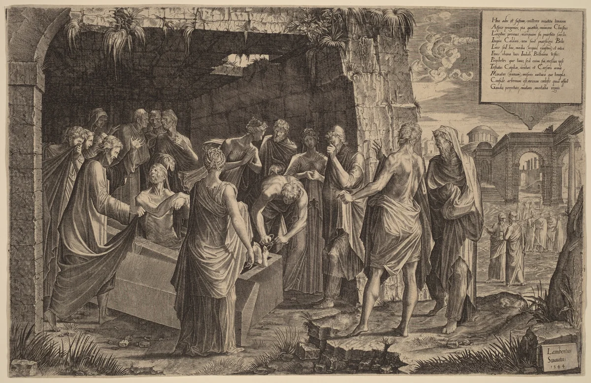 The Raising of Lazarus by Lambert Suavius, print, 1544