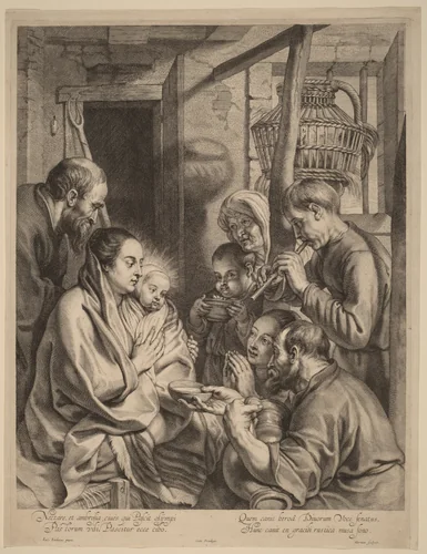 The Adoration of the Shepherds by Jacob Jordaens, print, 1632-1639