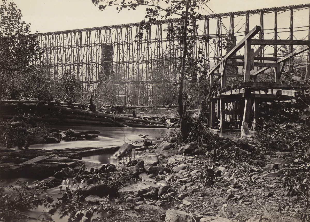 Trestle Bridge, at Whiteside from the album Photographic Views of Sherman's Campaign by George N. Barnard, photograph, 1864