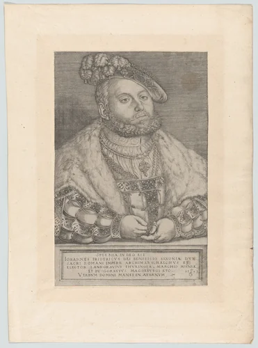 Portrait of Johann Friedrich the Magnanimous, Elector of Saxony by Georg Pencz, print, 1543