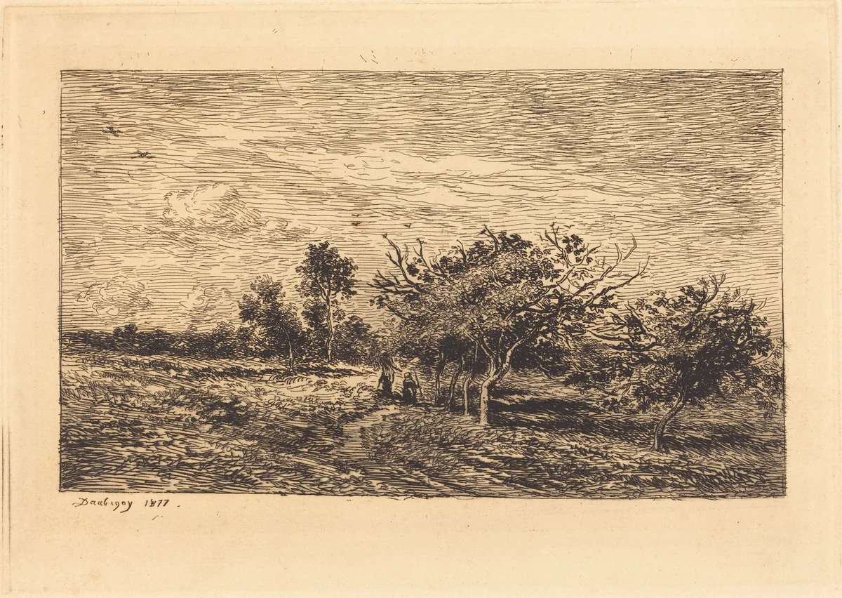 Apple Trees in Auvers (Pommiers a Auvers) by Charles-François Daubigny, print, 1877