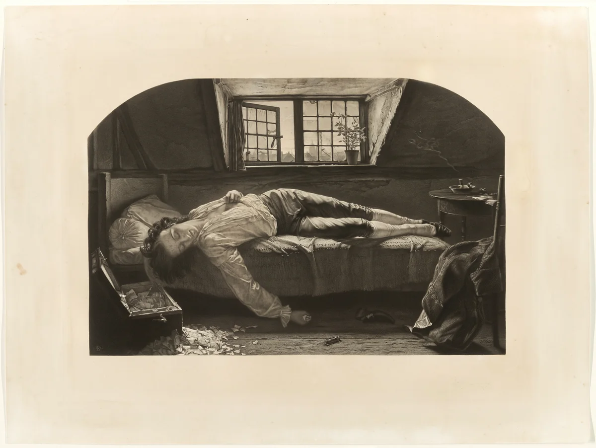 The Death of Chatterton by Thomas O. Barlow
Henry Wallis, print, 1860