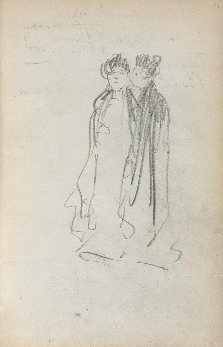 Italian Sketchbook: Two Standing Women (page 4) by Maurice Prendergast, book, 1898-1899