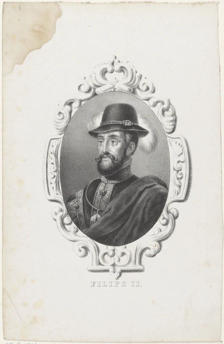 Portret van Filips II by anonymous, print, 1822-1845