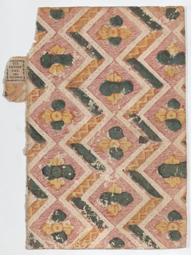 Book cover with zigzag and floral pattern by anonymous, print, 1700-1800