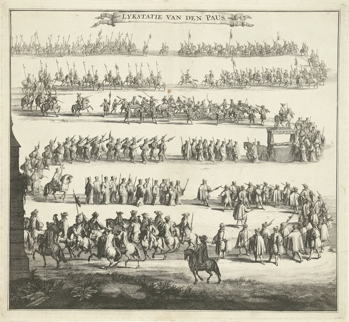 Lijkstatie van de paus by Hendrik Elandt, print, 1700-1705