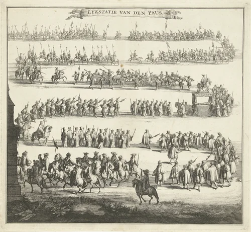 Lijkstatie van de paus by Hendrik Elandt, print, 1700-1705