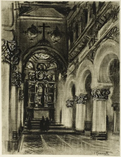 Santa Maria La Blanca, Toledo by Joseph Pennell, drawing, 1898-1908