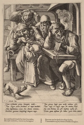 When Your Purse Is Empty, You Eat Bones Not Bacon by Hendrick Goltzius
Karel van Mander I, print, 1590-1600