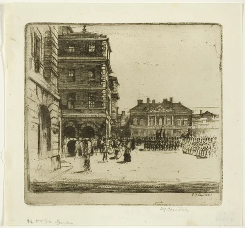 The Horse Guards, plate four from the London Set by David Young Cameron, print, 1899