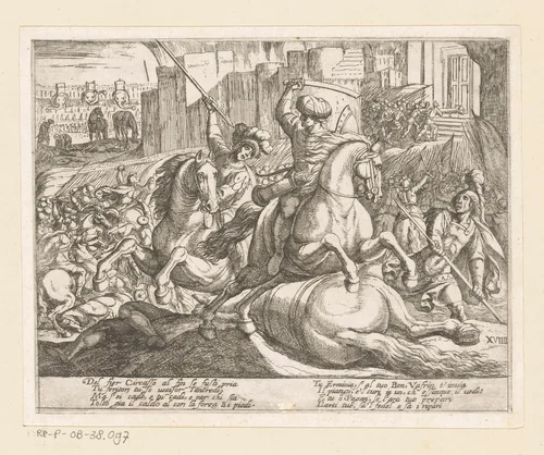 Illustratie bij Canto XIX van Tasso's 'Gerusalemme Liberata' by Antonio Tempesta, print, 1565-1630